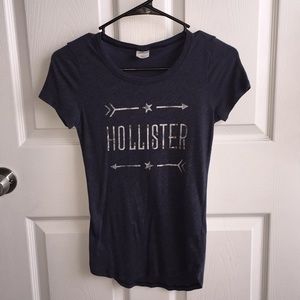 Hollister, Navy Blue, short sleeve t-shirt.